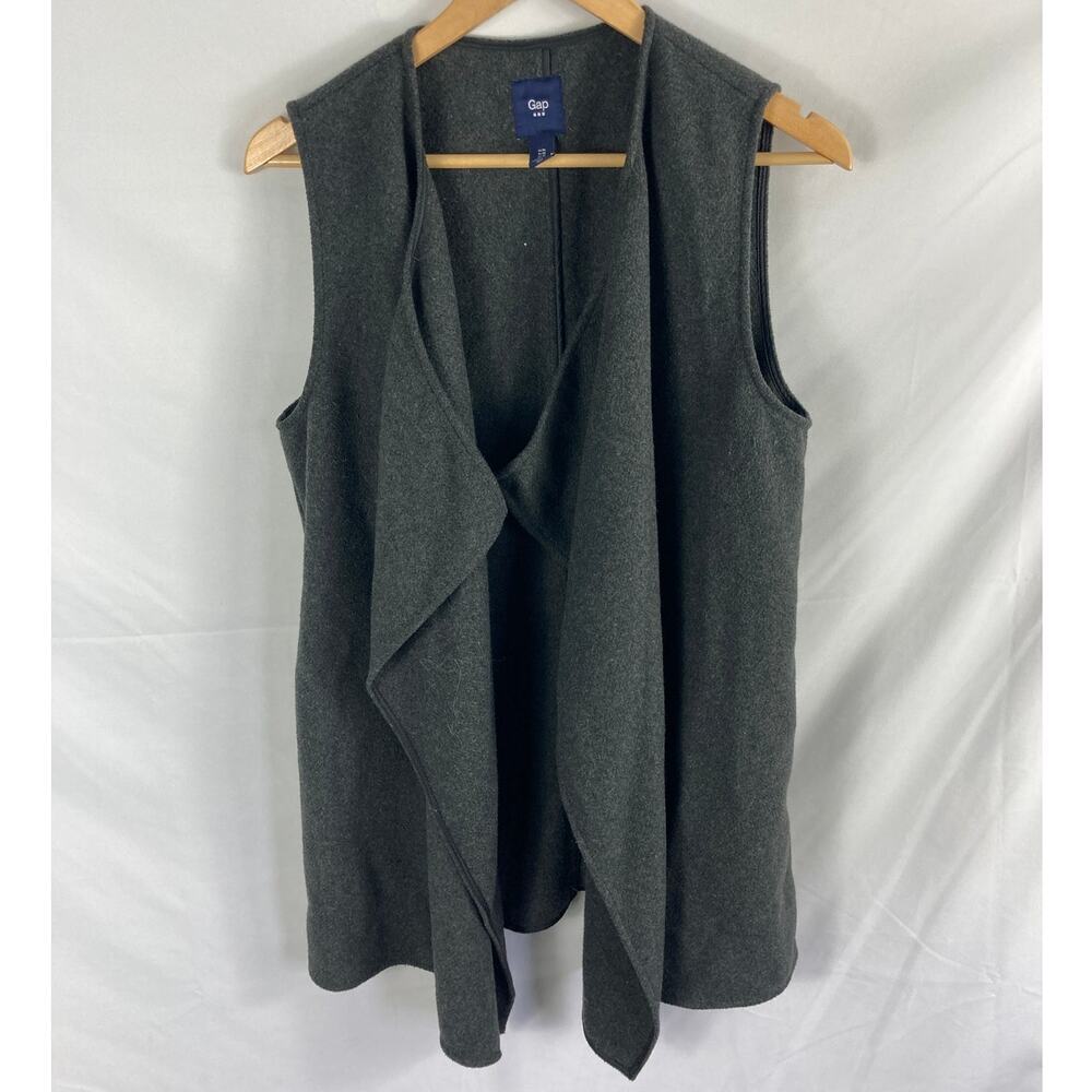 Gap Knit Draped Front Grey Longline Vest Size Medium
